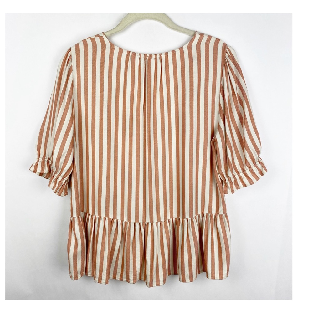 Madewell Courtyard Ruffle Hem Top Stripe Small - Picture 4 of 8